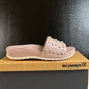 NEW Romika Pink Pearl Embellished Slide Sandals Comfort Womens US 5-5.5 EU 36
